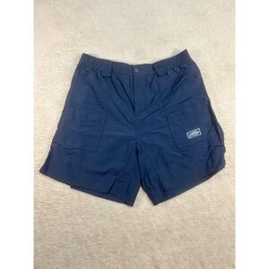 AFTCO Fishing Shorts Mens 38 Black Cargo Pockets Elastic Waist